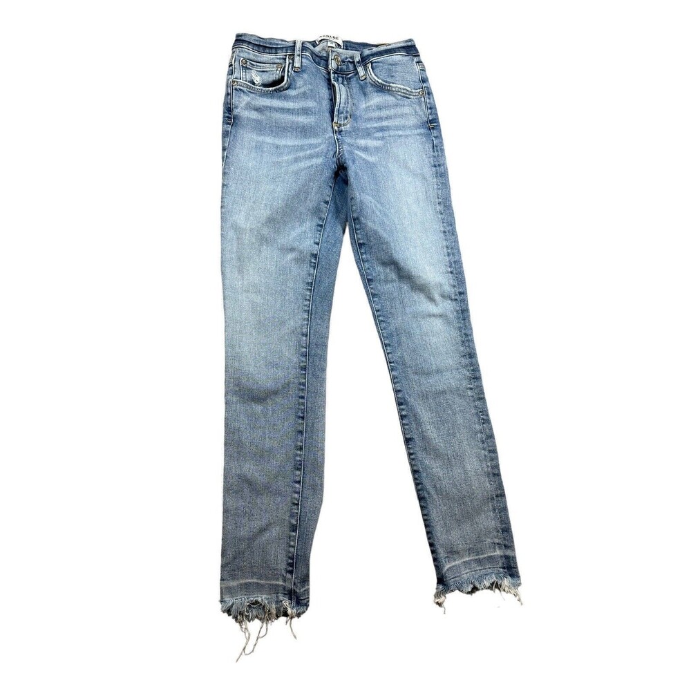 Agolde Sophie Skinny Jeans Womens 26 Blue Raw Hem Denim Stretch